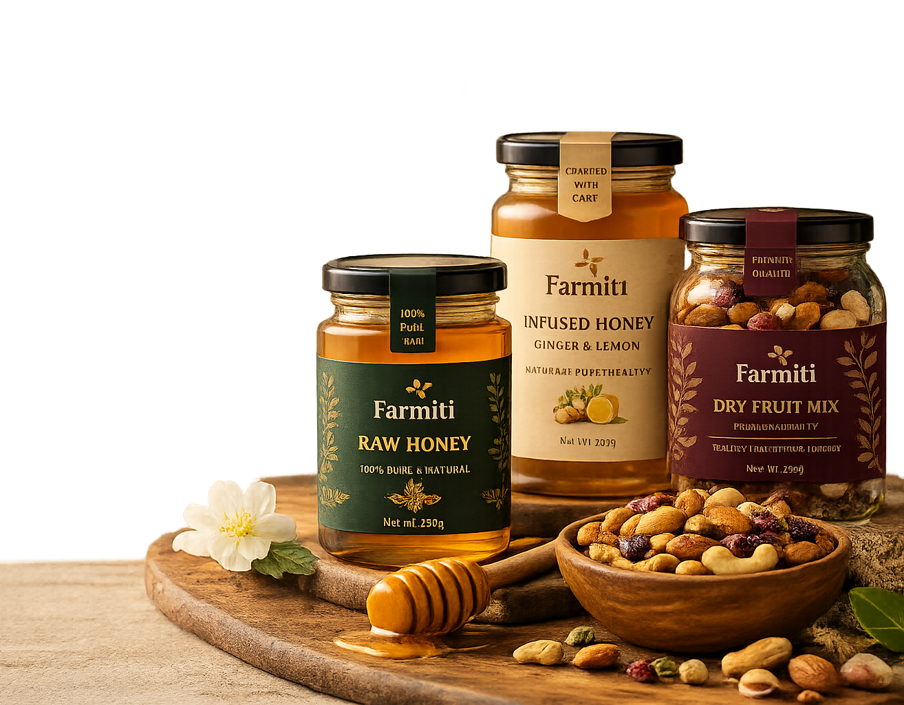 Farmiti natural honey dry fruit jar